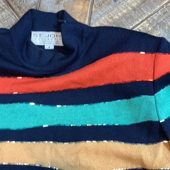 St. John vintage colorful sweater w/sequin accents - Picture 2 of 4